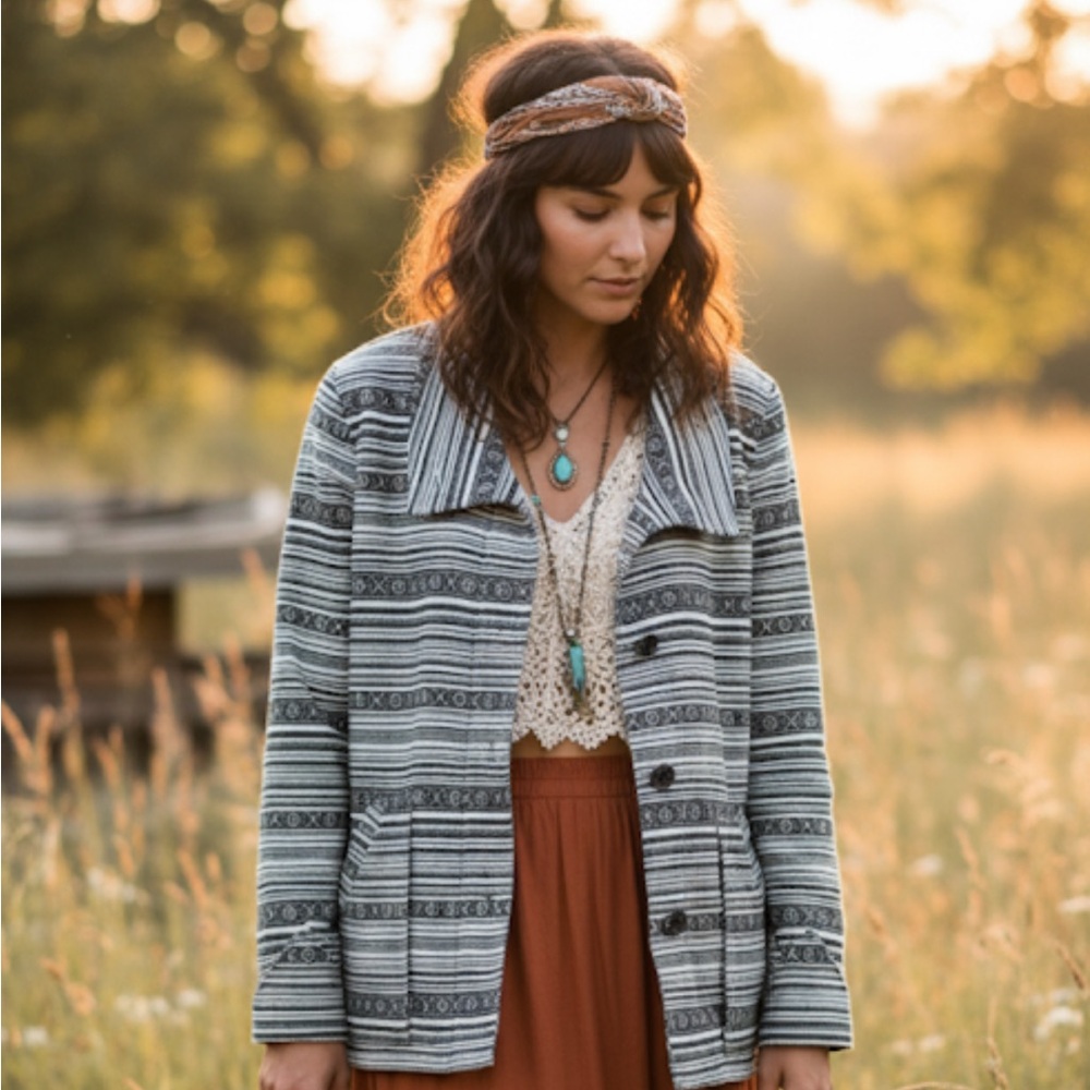 Thread & Supply Black and White Patterned Jacket